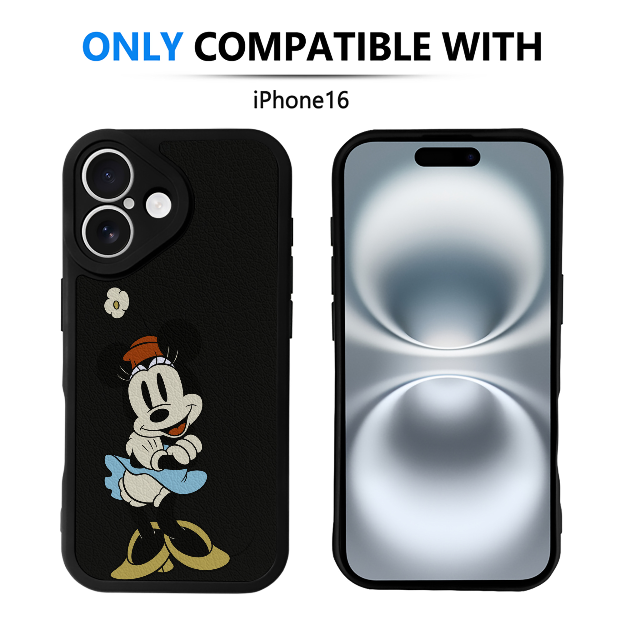 （画像用） ミッキーマウス Mickey Mouse 【iPhone 16シリーズ対応】シリコンスマホケース（レザー調） 材質：シリコン